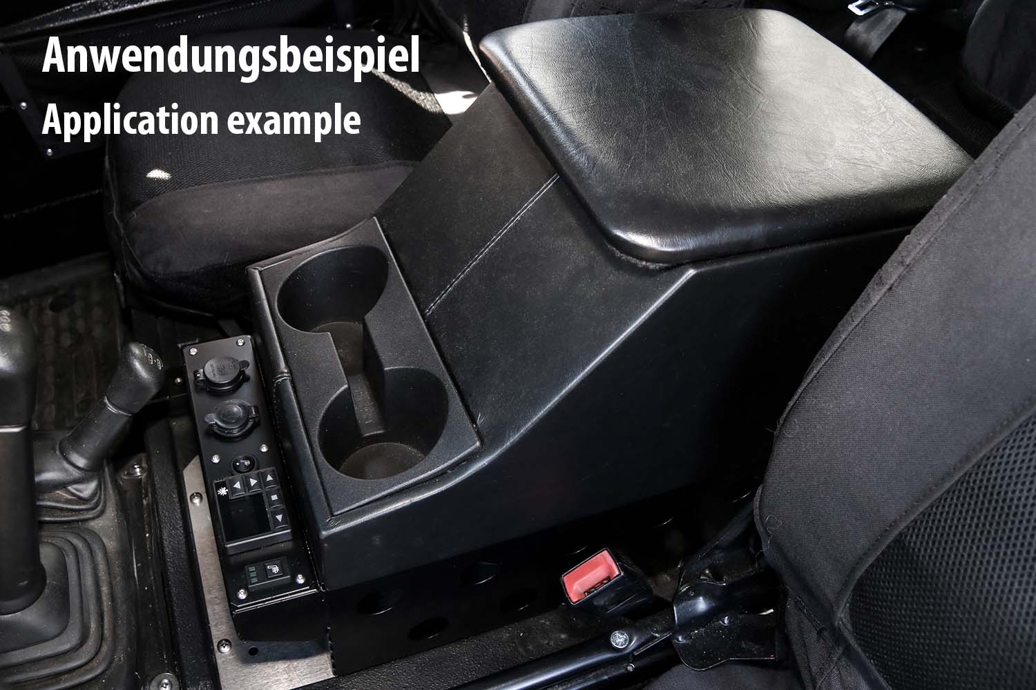 Anwendungsbeispiel, Standheizungskonsole unter Cubbybox Anwendungsbeispiel, Standheizungskonsole unter Cubbybox